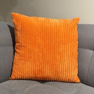 Orange Ribbed Throw Pillow